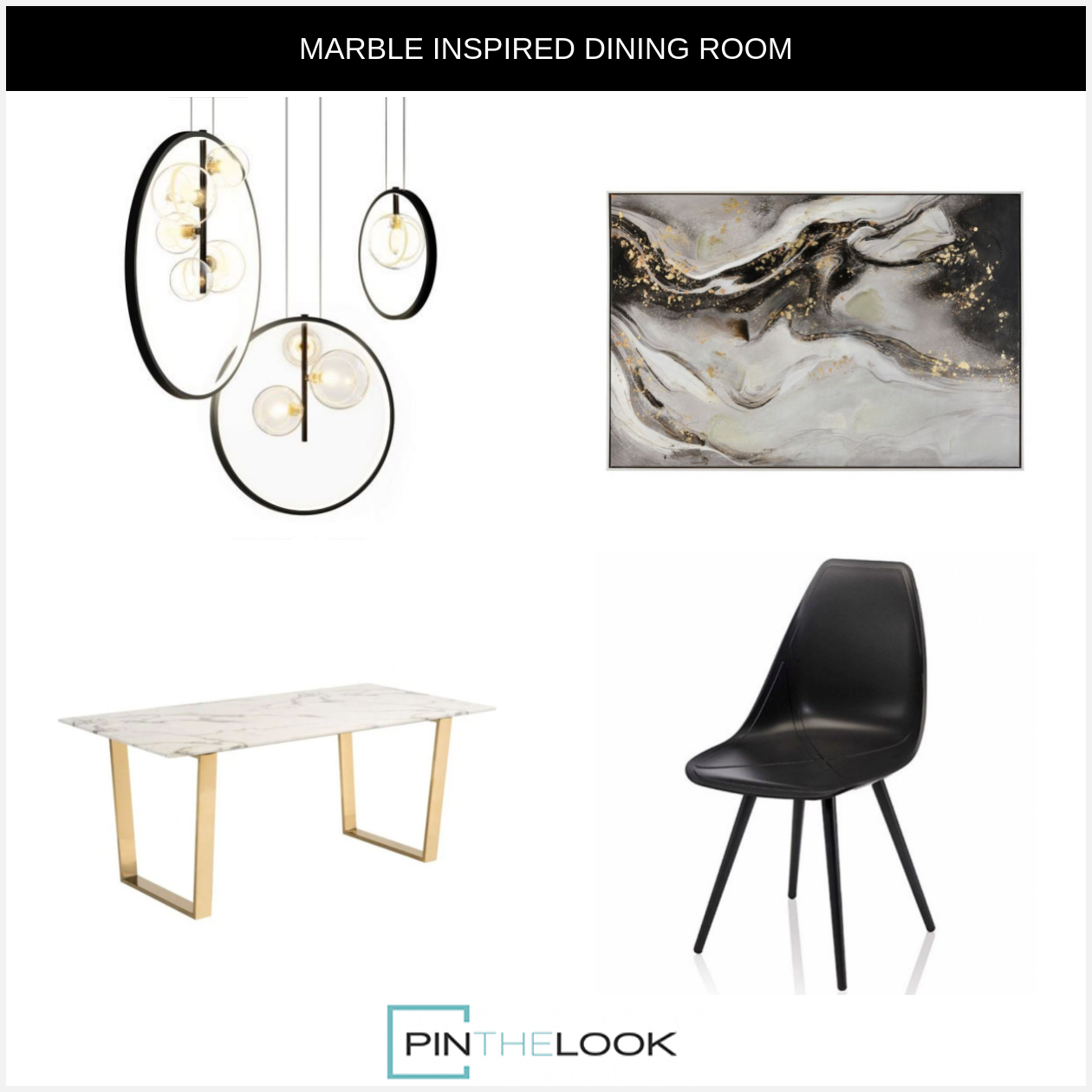 Rectangular White & Gold Dining Table