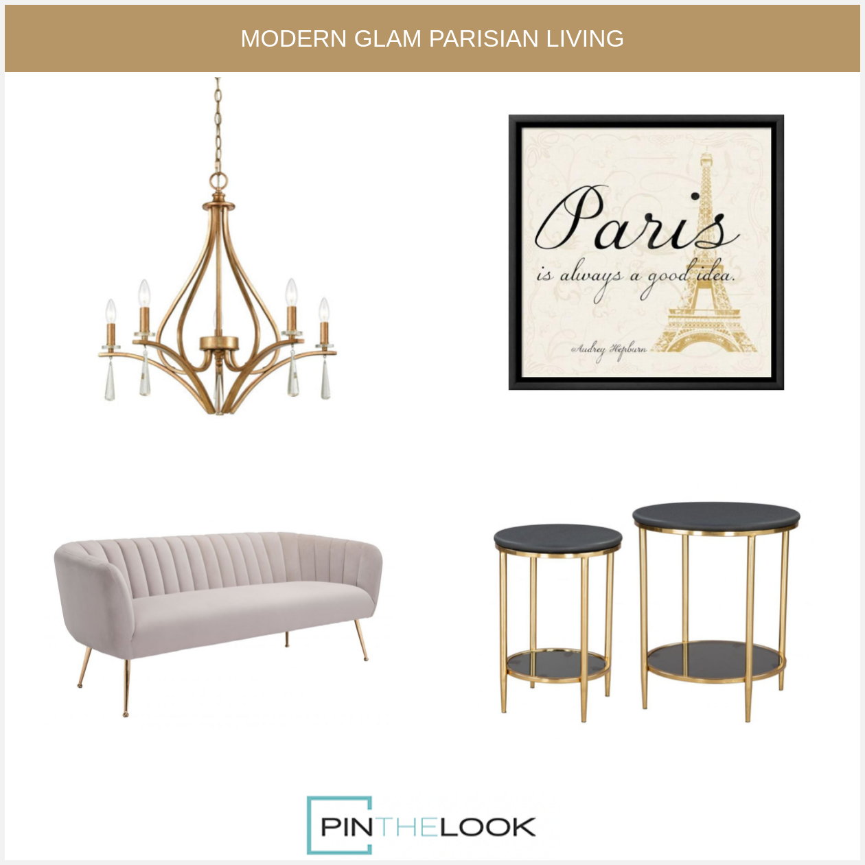 2-Set Black Gold Coffee Table
