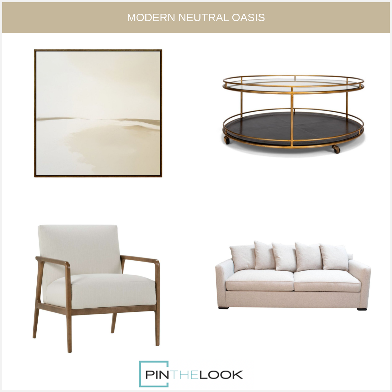 Transitional Round Gold Coffee Table