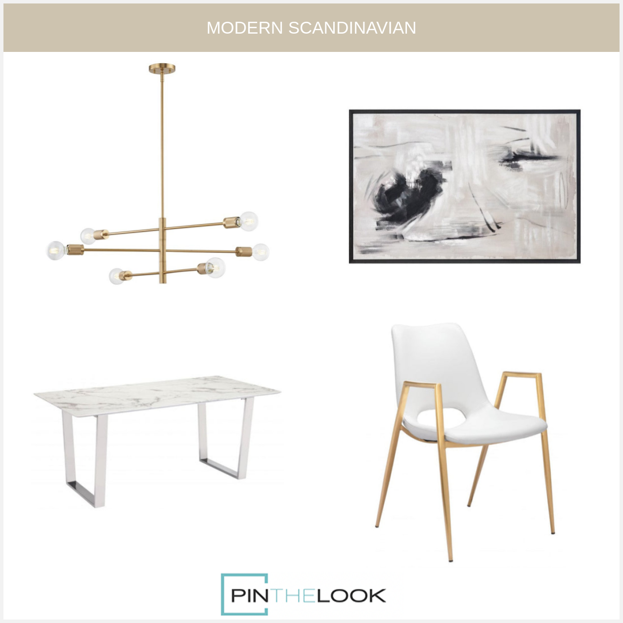 Rectangular White & Silver Dining Table