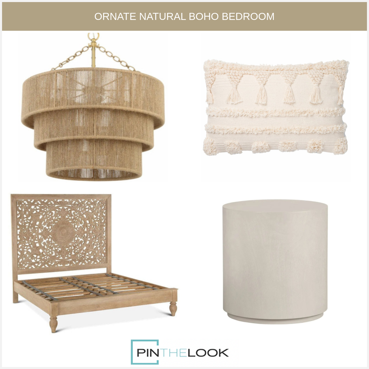 Modern Minimalist Rounded Beige End Table