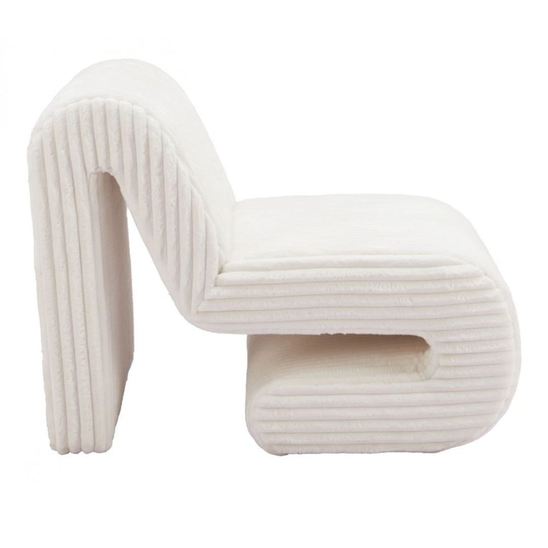 White Bending Curved Accent Chair