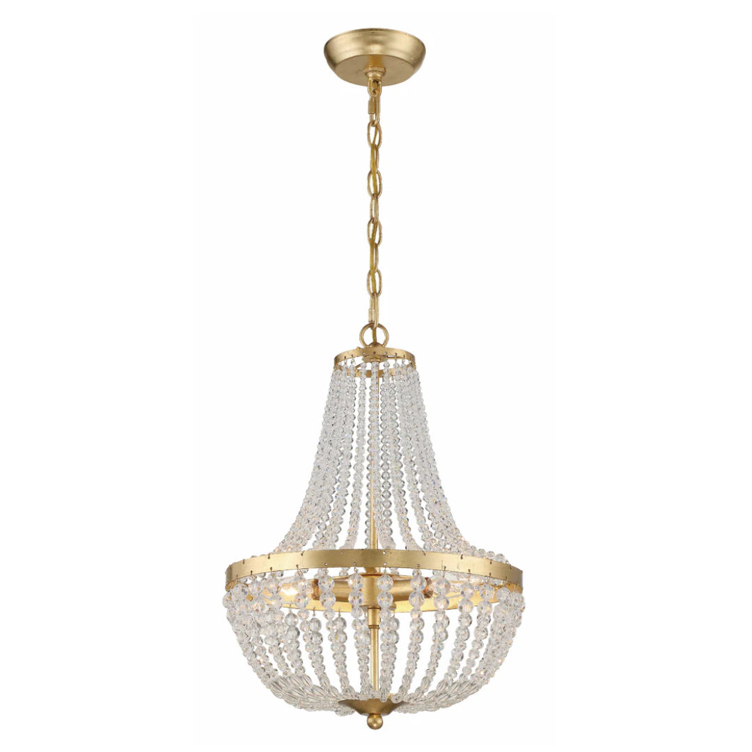 3-Light Antique Gold Accent Crystal Chandelier