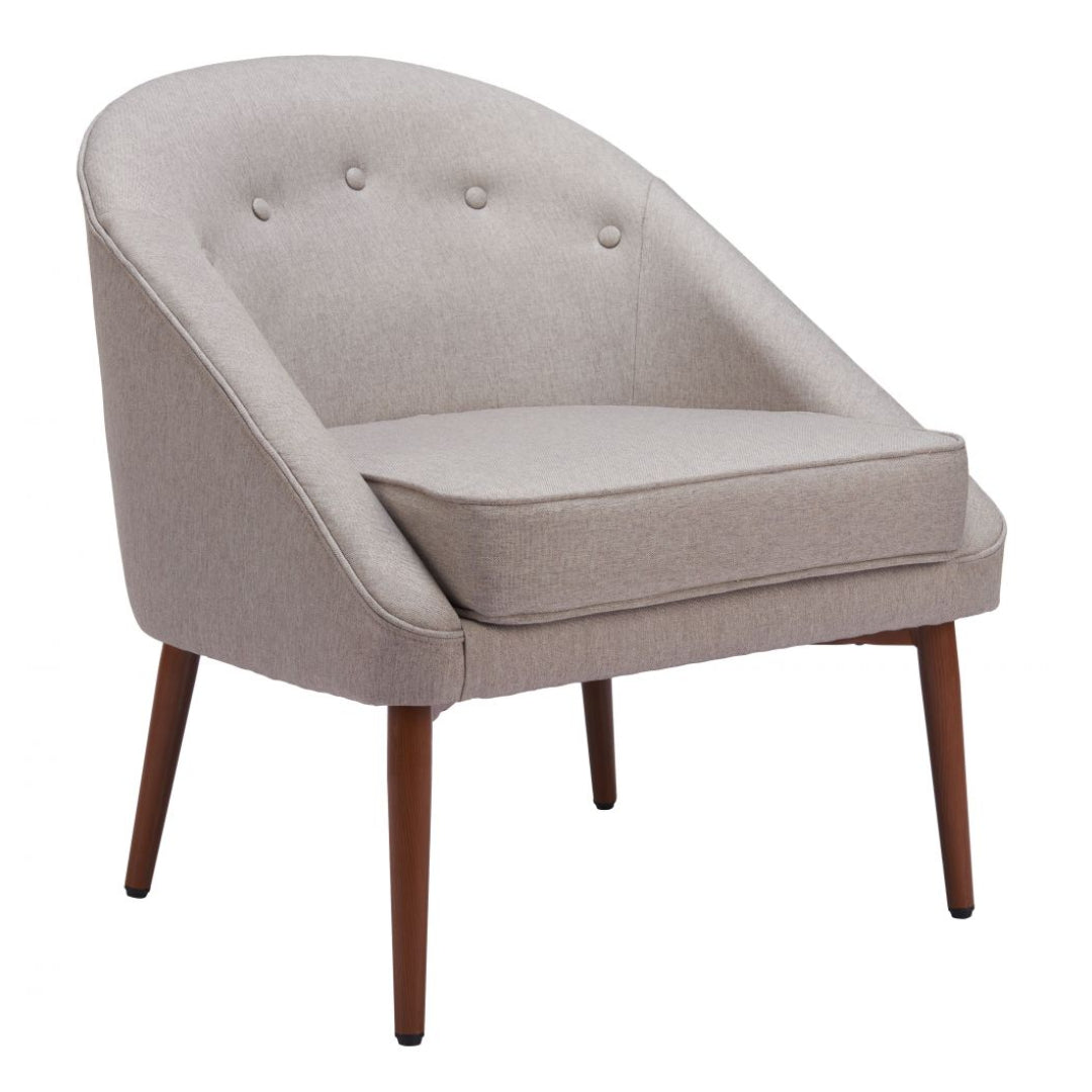 Tufted Beige Walnut Accent Chair