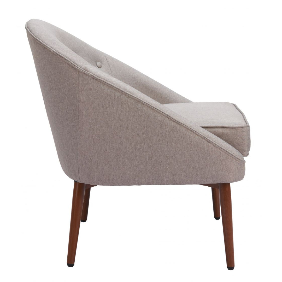 Tufted Beige Walnut Accent Chair
