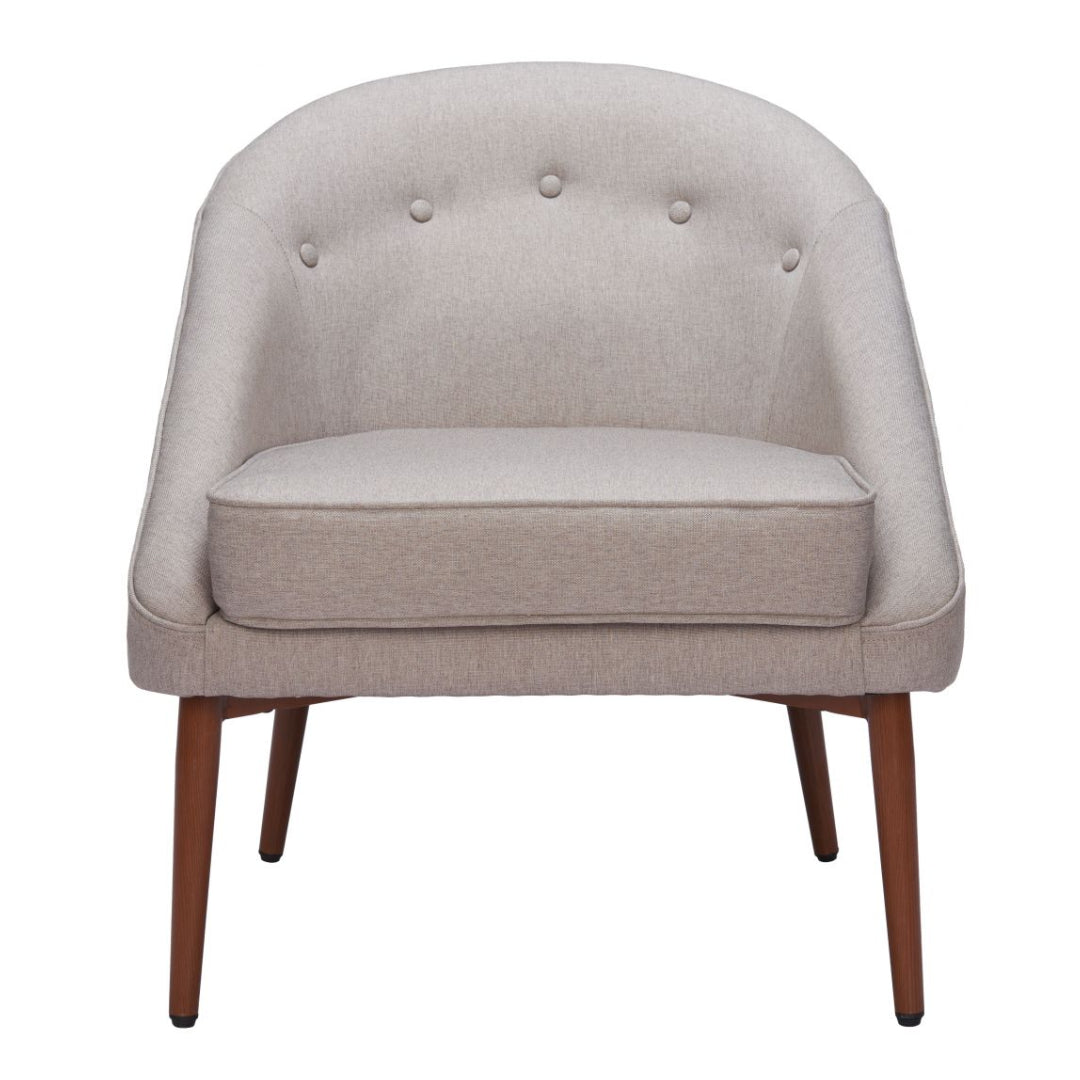 Tufted Beige Walnut Accent Chair