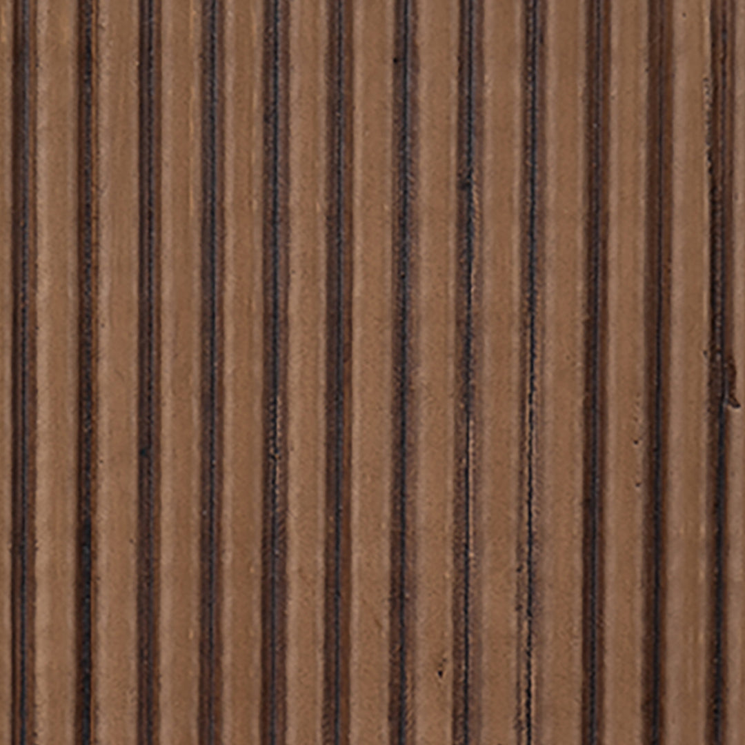 Ribbed Brown Oval Mirror