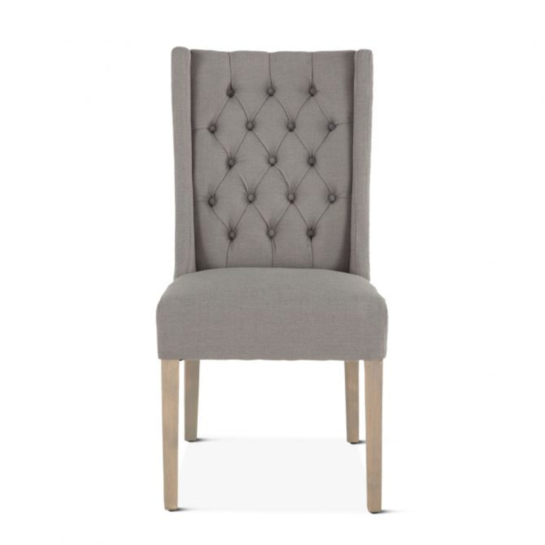 Warm Gray Linen Tufted Dining Chair