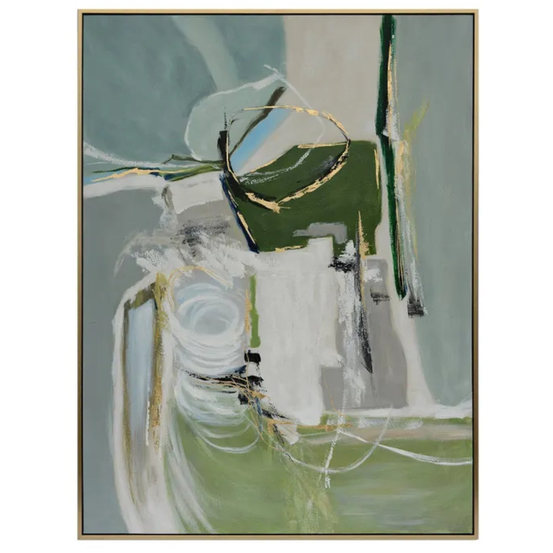 Abstract Green Gold Modern Wall Art