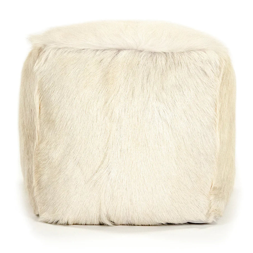 Tibetan Ivory Goat Fur Pouf