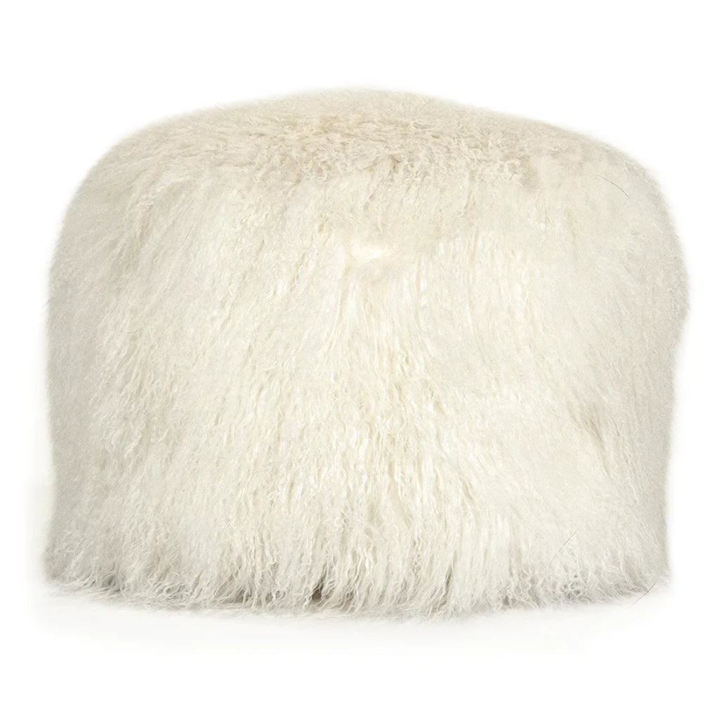 Tibetan White Lamb Fur Pouf
