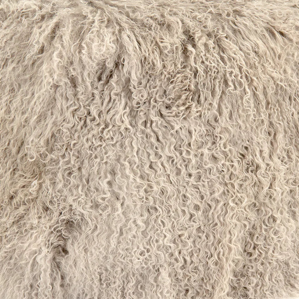 Tibetan Light Grey Lamb Fur Pouf
