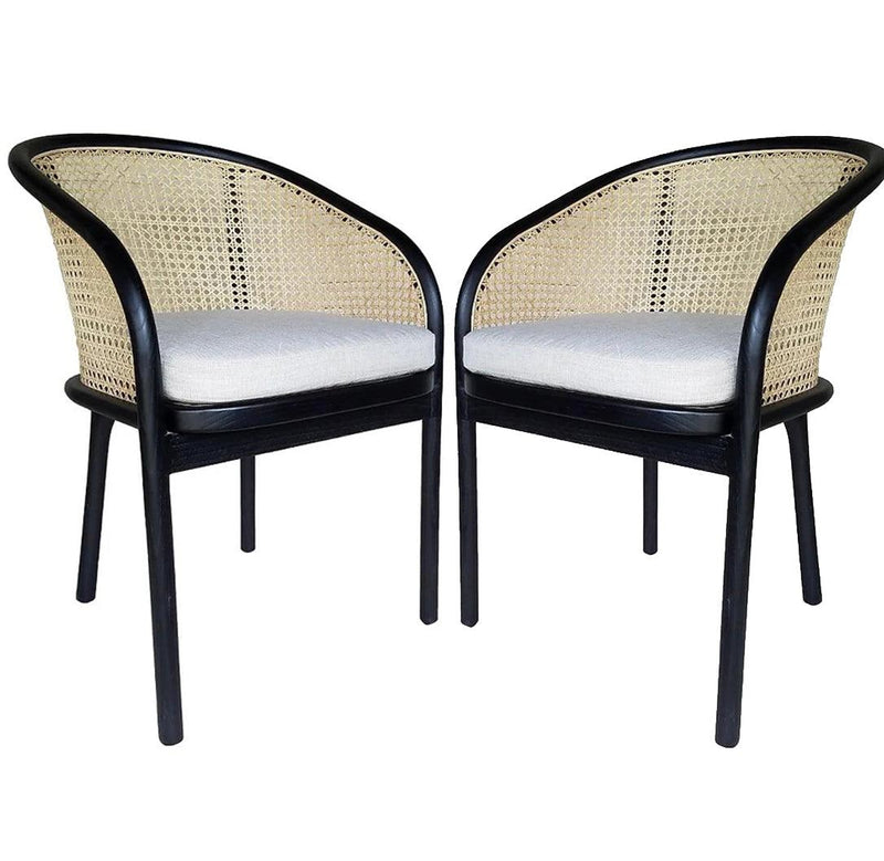 Black Coastal Cane Dining Chair