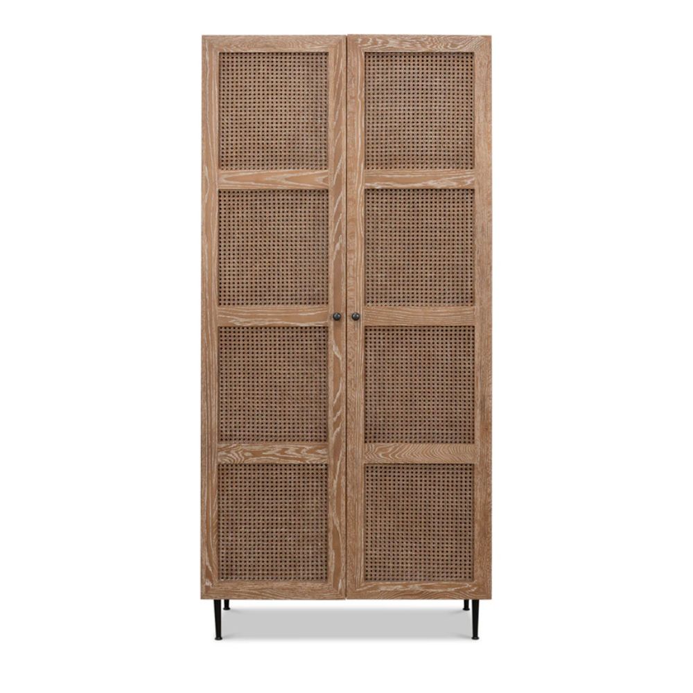 Cane Armoire Brown Cabinet
