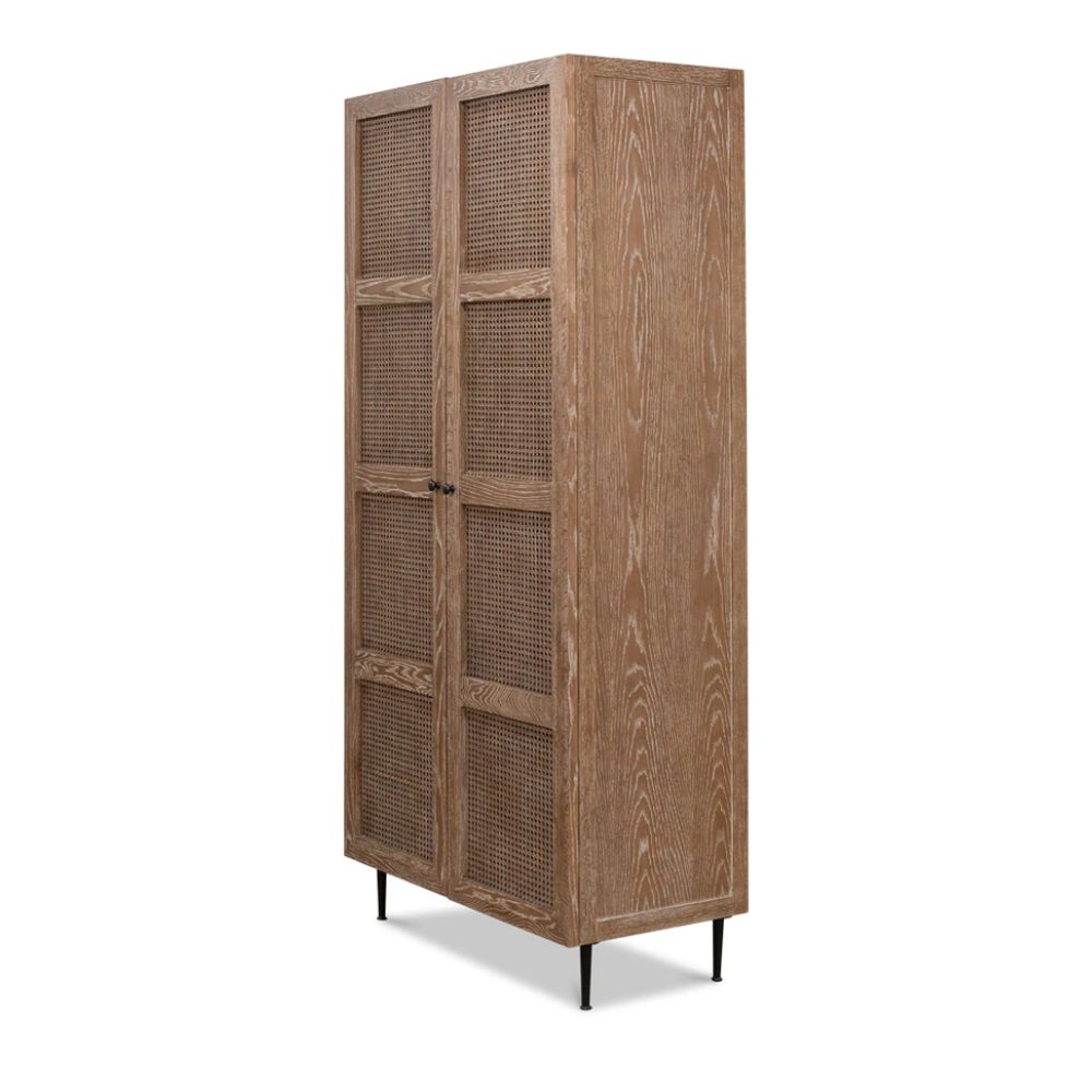 Cane Armoire Brown Cabinet
