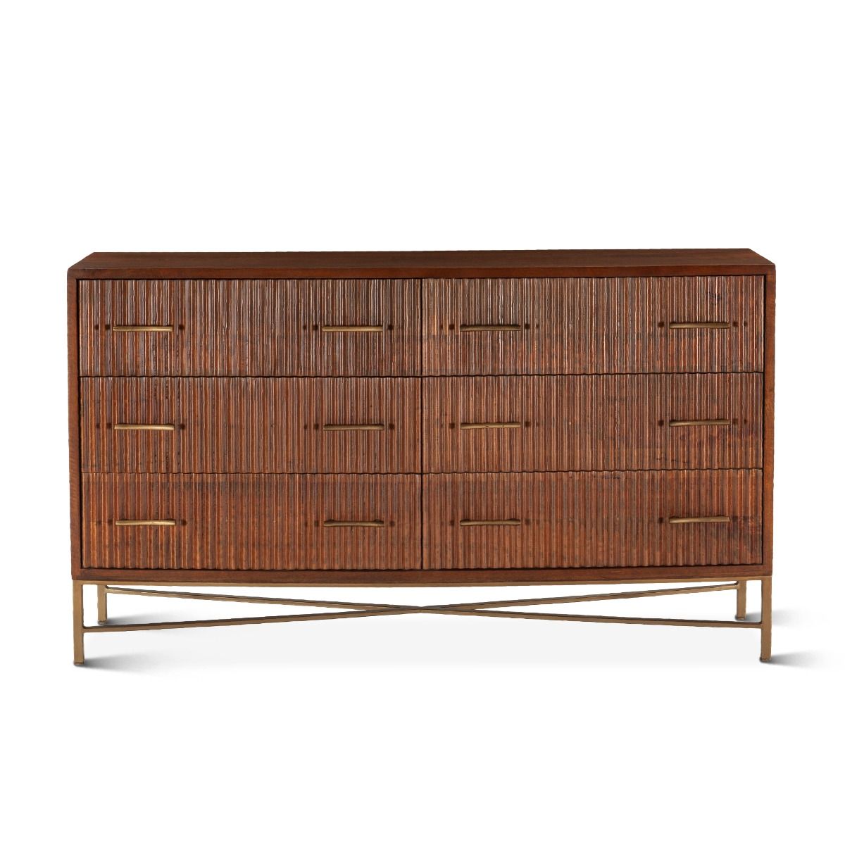 6-Drawer Honey Brown Dresser