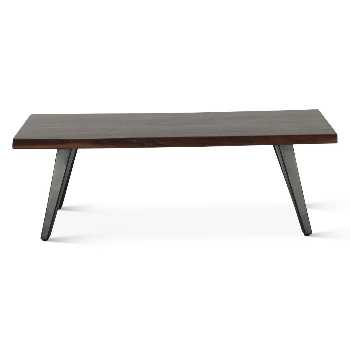 Rustic Walnut Iron Leg Coffee Table
