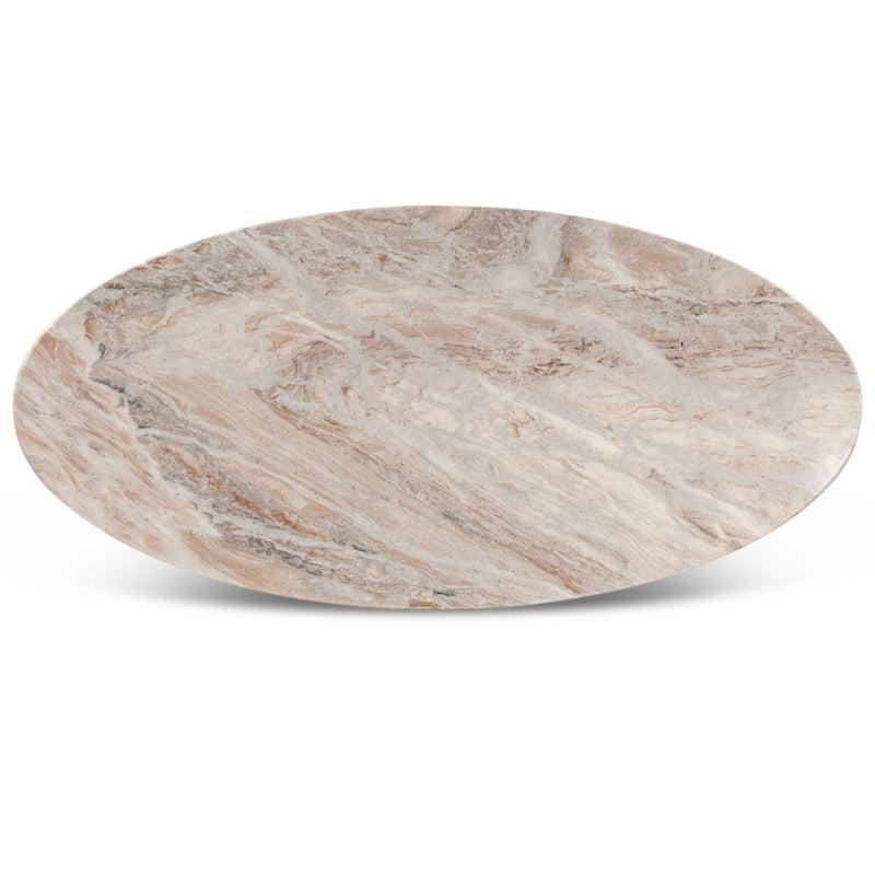 Golden Starburst Oval Marble Dining Table