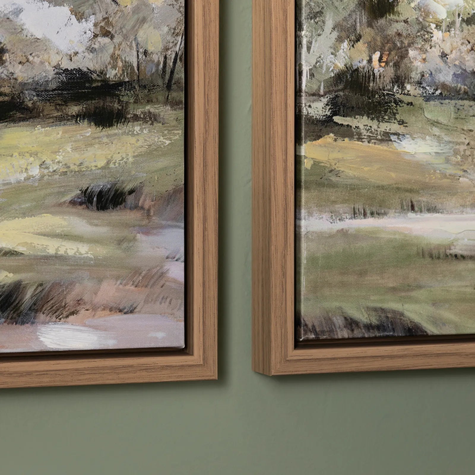 Hand Painted Green Vistas Wall Art - Set of 2