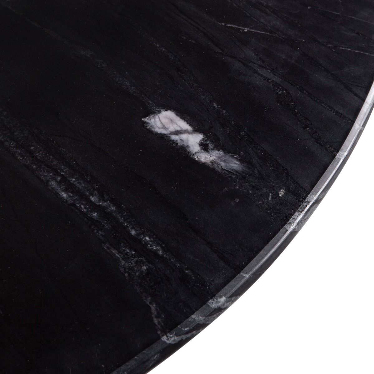 Mid-Century Black Marble Round Dining Table