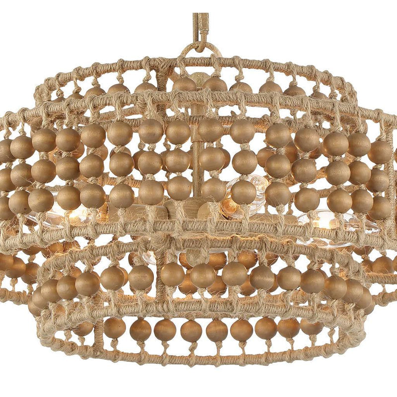 Tiered Cylinder Wood Beaded Chandelier