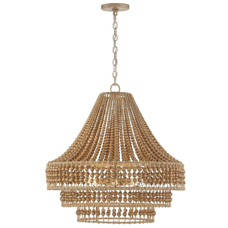 Tiered Wood Beaded Chandelier