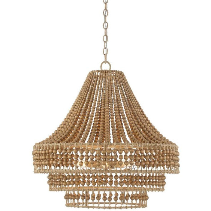 Tiered Wood Beaded Chandelier