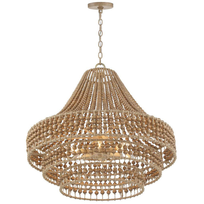 Tiered Wood Beaded Chandelier