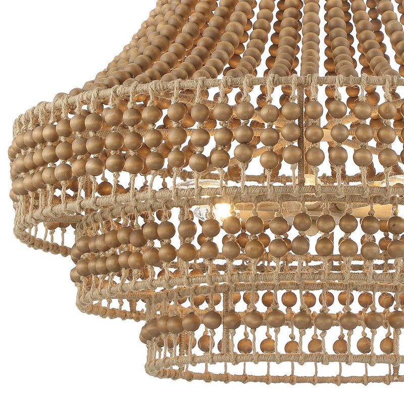 Tiered Wood Beaded Chandelier