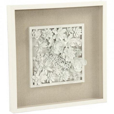 White Boho Floral Ceramic Wall Art
