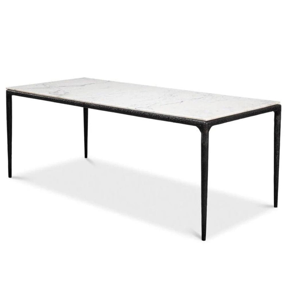 Marble Top Forged Iron Base Dining Table