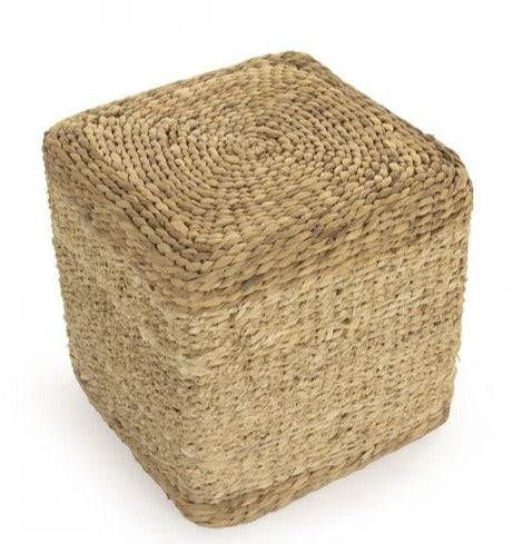 Woven Hyacinth Cube Stool