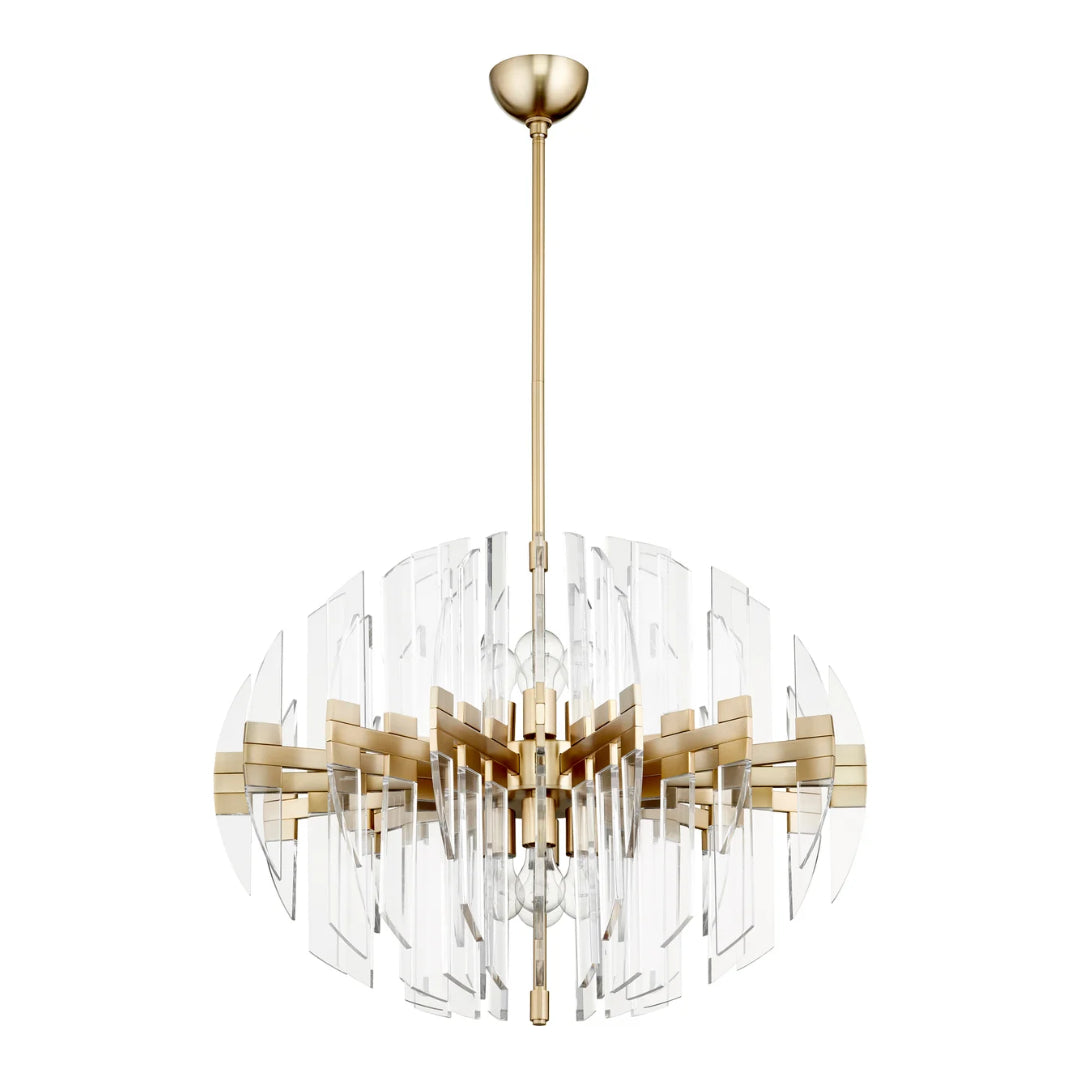 8-Light Aged Brass Oval Chandelier