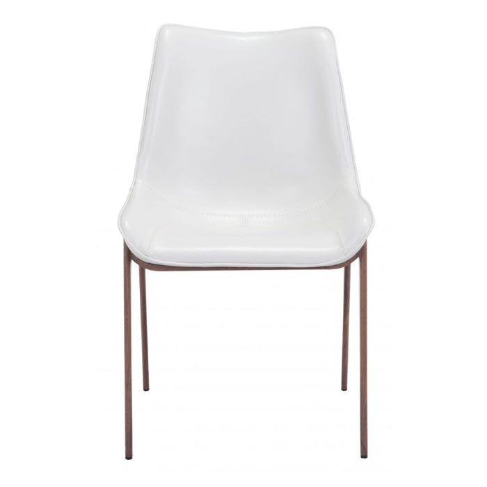 Stitched White & Walnut Dining Chair