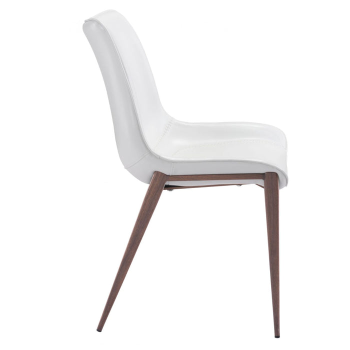 Stitched White & Walnut Dining Chair