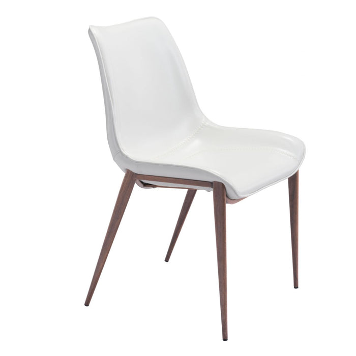 Stitched White & Walnut Dining Chair