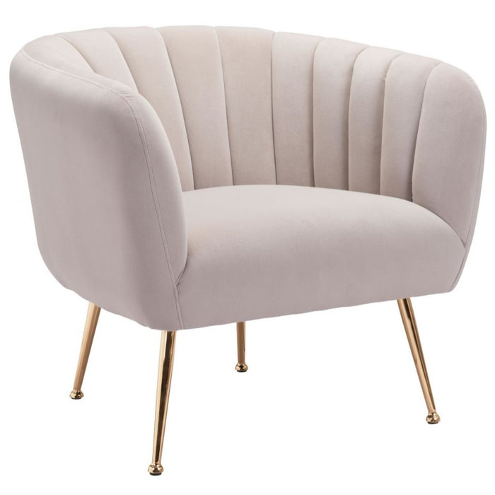 Beige & Gold Accent Chair