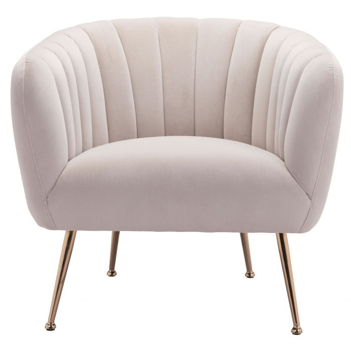 Beige & Gold Accent Chair