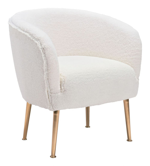 White Gold Curved Boucle Accent Chair