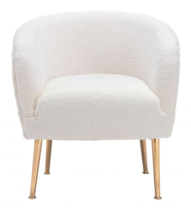 White Gold Curved Boucle Accent Chair