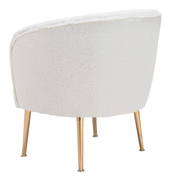 White Gold Curved Boucle Accent Chair