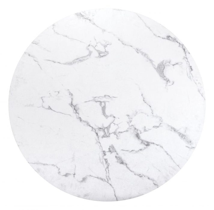 Round White Faux Marble Dining Table