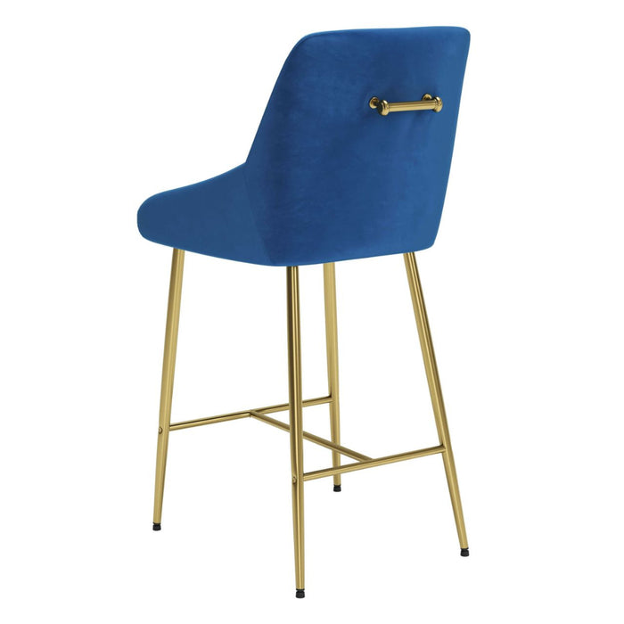 Sleek Navy Blue & Gold Counter Stool