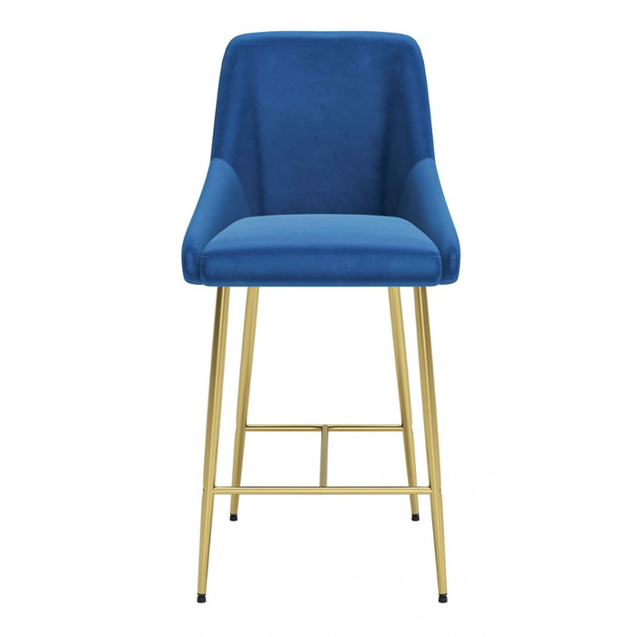 Sleek Navy Blue & Gold Counter Stool