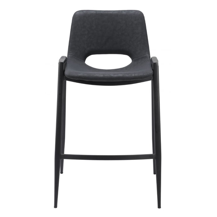 Black Faux Leather Counter Stool