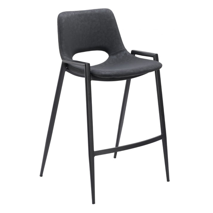 Black Faux Leather Counter Stool