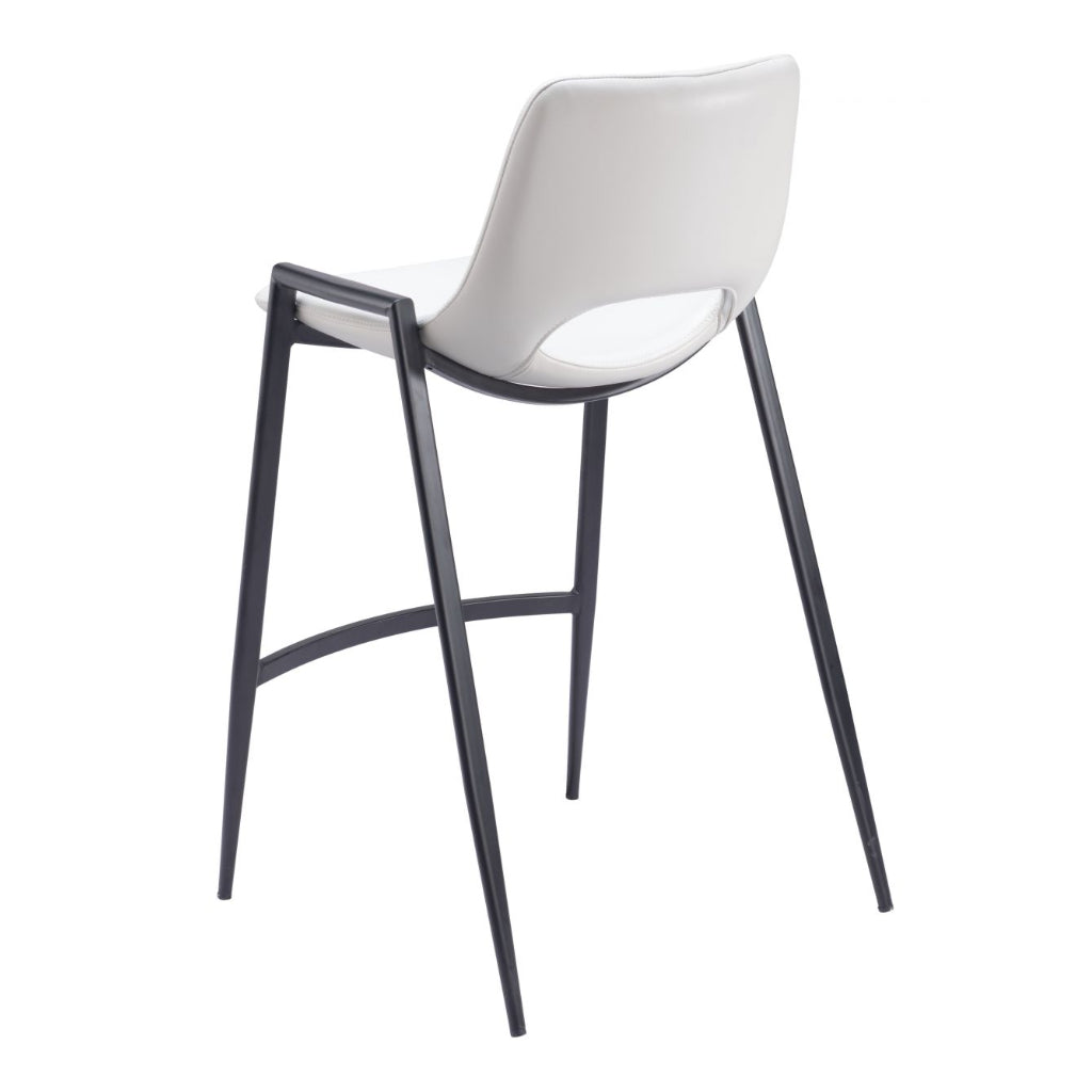 White Faux Leather & Black Counter Stool