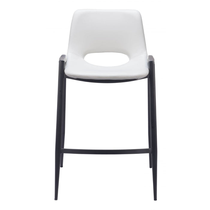 White Faux Leather & Black Counter Stool