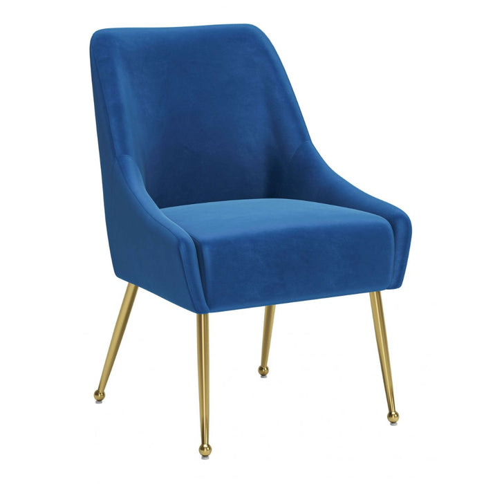 Sleek Navy Blue & Gold Dining Chair