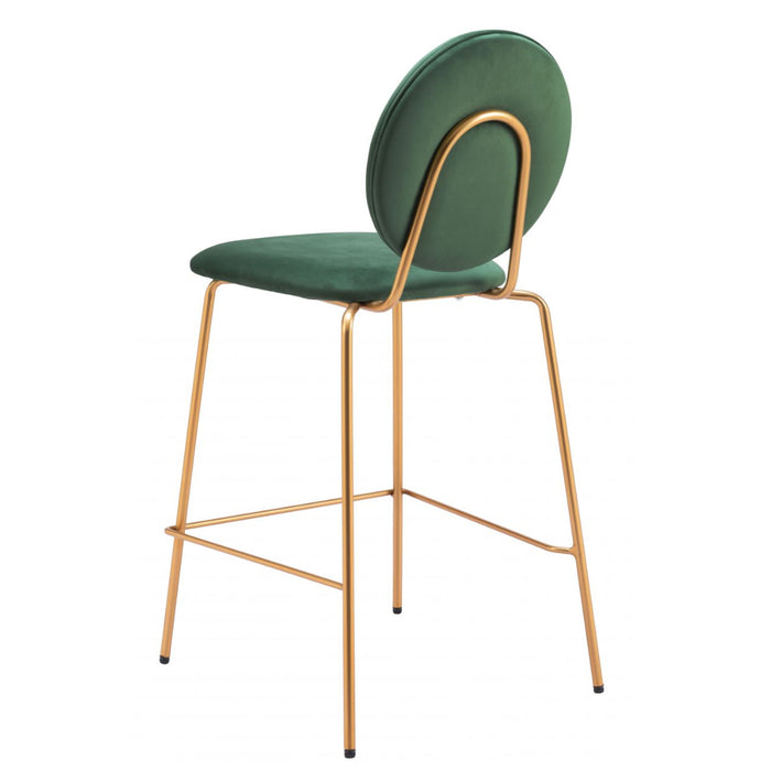 Green & Gold Velvet Counter Stool